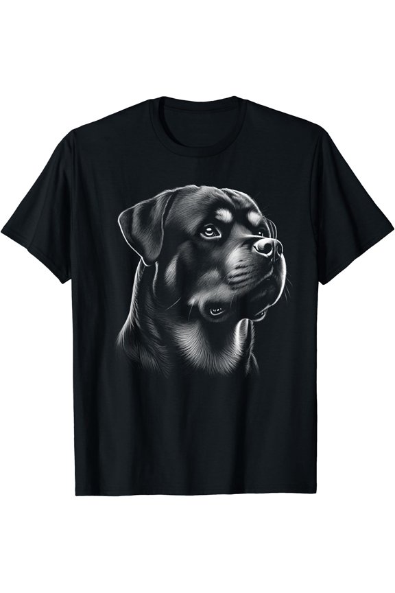 Proud Rottweiler Head in Realistic Drawing Style T-Shirt