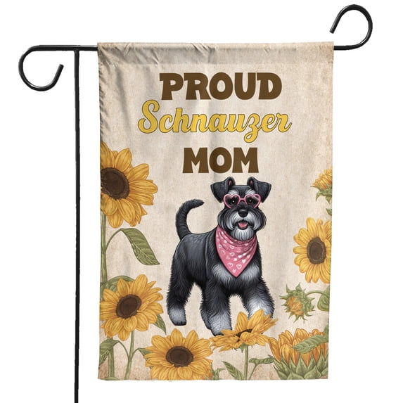 Proud Schnauzer Mom Happy Mother's Day with Love Garden Flag 12x18in Double Sided Miniature Schnauzer Dog Lover Outdoor Decor - 02003