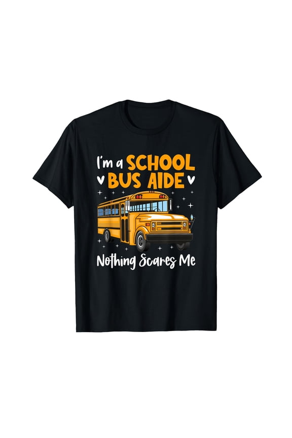 Proud School Bus Aide T-Shirt with Fun Yellow Bus Graphic - Perfect for Bus Aide Appreciation