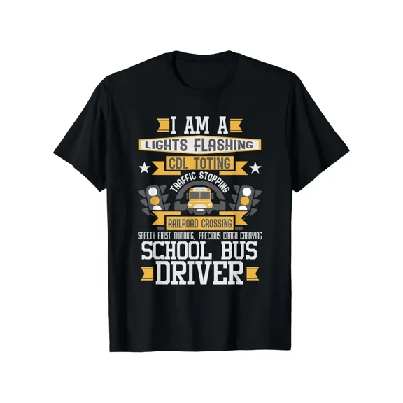 Proud School Bus Driver Funny Quotes T-Shirt - 100% Cotton, Short-Sleeved, All-Season Outdoor Tee for Men and Women, Sizes S-XXXL, Driver Gift