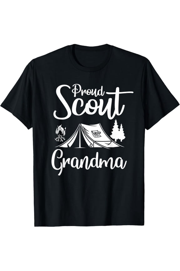 Proud Scout Grandma Camping Scouting Tent Scout Mom Leader T-Shirt