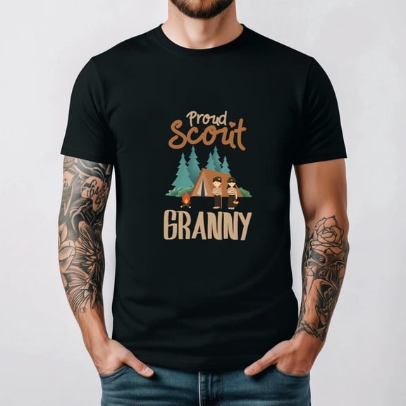 Proud Scout Granny Camping Leader Outdoor Adventure Life Nature Unisex T-Shirt, for men & women, up to size 5XL.