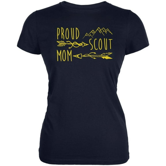 Proud Scout Mom Gold Juniors Soft T Shirt Navy X-LG