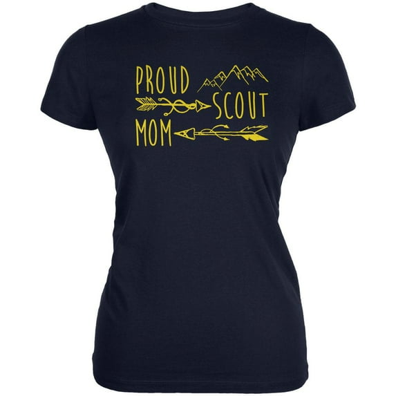 Proud Scout Mom Gold Juniors Soft T Shirt Navy X-LG