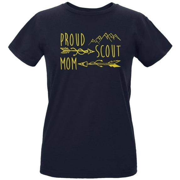 Proud Scout Mom Gold Womens Organic T Shirt Navy SM