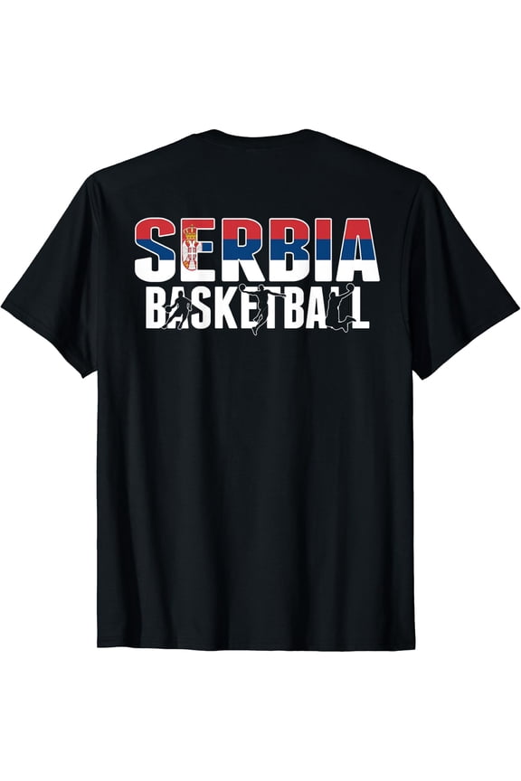 Proud Serbia Basketball Fans Jersey Serbian Flag Baller Team T-Shirt Size S-5XL