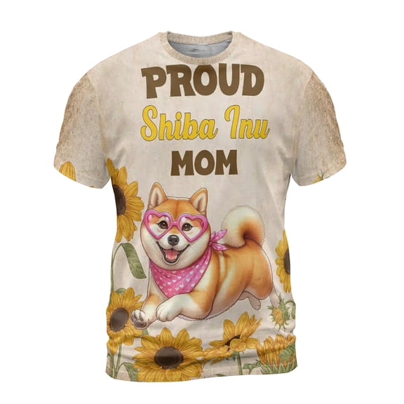 Proud Shiba Inu Mom Happy Mother's Day with Love All Over Print 3D Shirt Unisex Merch Shibas Dog Lovers Gifts Idea - 02003