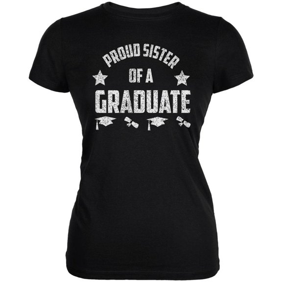 Proud Sister Graduate Juniors Soft T Shirt Black SM