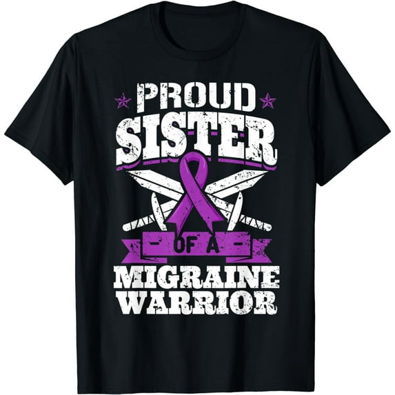 Proud Sister Of A Migraine Warrior Awareness Ribbon Advocate T-Shirt