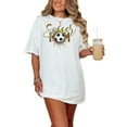 thumbnail image 1 of Proud Soccer Mom with Leopard Print, White Comfort Colors T-Shirt, Small, 1 of 3