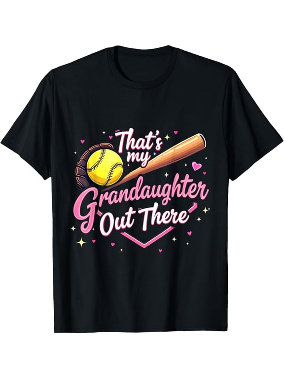Proud Softball Grandma Cute Granddaughter Support Design Funny Creative Graphic Women T-Shirt