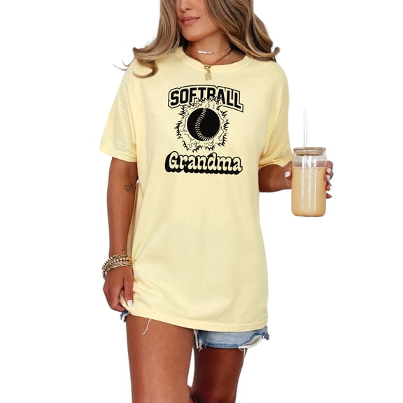 Proud Softball Grandma Sports Lover, Butter Comfort Colors T-Shirt, 3XL