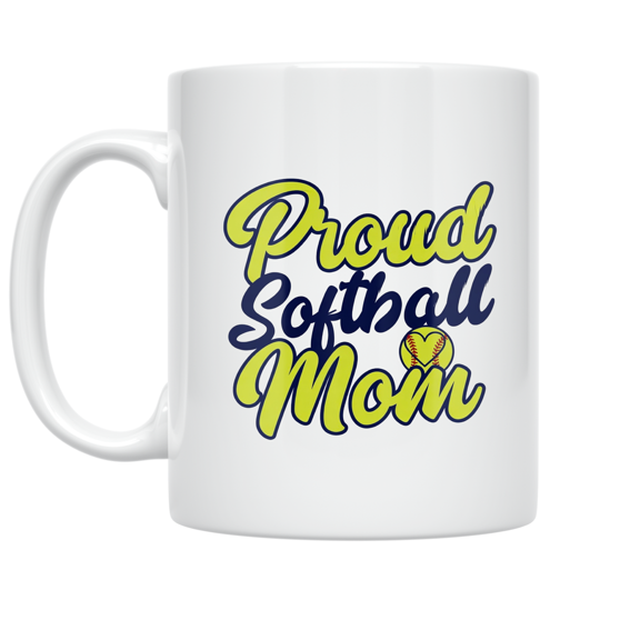 Proud Softball Mom Design - Softball Enthusiast - 11 oz Ceramic Coffee Mug