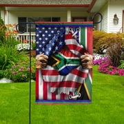 Proud South Africa American Ripped Flag Heritage African Garden Flag, Double-Sided Outdoor Yard Decor 11.5 x 17.5 Inch