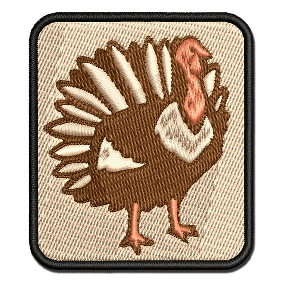 Proud Standing Turkey Applique Multi-Color Embroidered Hook & Loop Patch - 2.0 Inch Mini