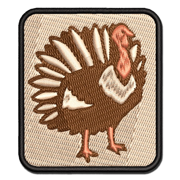 Proud Standing Turkey Applique Multi-Color Embroidered Iron-On Patch - 3 Inch Medium
