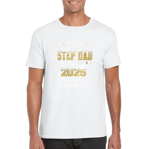 Proud Step Dad of 2025 Graduate Senior Matching Family Celebration T-Shirt, for men & women, up to size 5XL