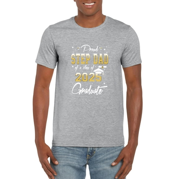 Proud Step Dad of 2025 Graduate Senior Matching Family Celebration T-Shirt, for men & women, up to size 5XL