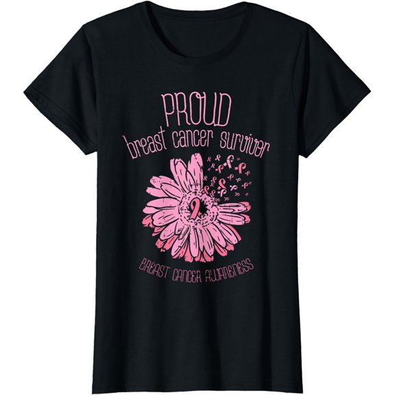 Proud Survivor Daisy Pink Breast Cancer Awareness Gift T-Shirt