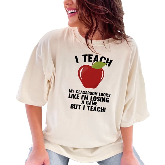 Proud Teacher Design Funny Quote, Ivory Comfort Colors T-Shirt, XL