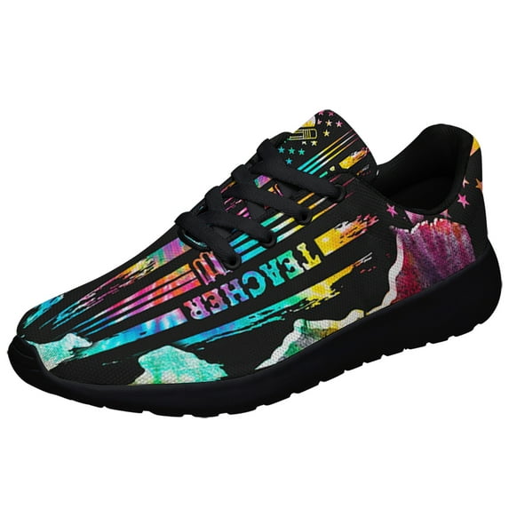 Proud Teacher Tie Dye Shoes Sneakers for Women Men Black Size 7