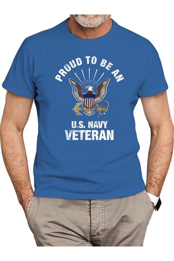 Proud To Be A Navy Veteran T-Shirt Men -Navy Designs, Male Small