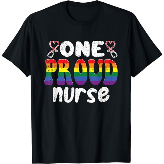 Proud To Be A Nurse Gay Pride LGBT-Q Rainbow Flag RN Nursing T-Shirt