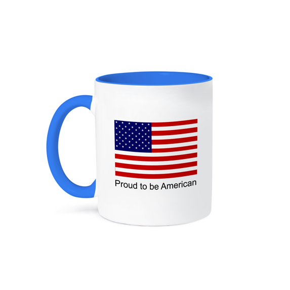 3dRose, Proud to be American, 15oz Two-Tone Blue Mug