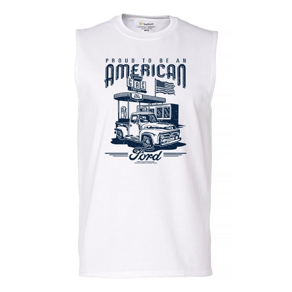 Proud To Be An American Ford Muscle Shirt Patriotic Retro Vintage F-Series Truck 1950s F100 USA Flag Licensed Men's