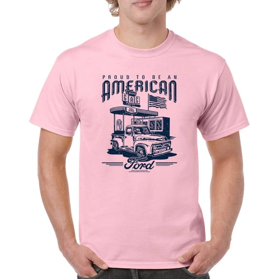 Proud To Be An American Ford T-shirt Patriotic Retro Vintage F-Series Truck 1950s F100 USA Flag Licensed Men's Tee