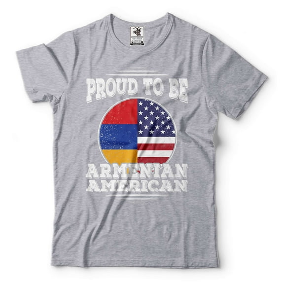 Proud To Be Armenian American Shirt Armenian Patriotic Shirt USA Armenia Tshirt Armenia Flag Tee (Small Grey)