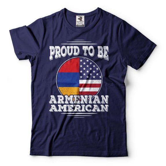 Proud To Be Armenian American Shirt Armenian Patriotic Shirt USA Armenia Tshirt Armenia Flag Tee (Small Navy Blue)