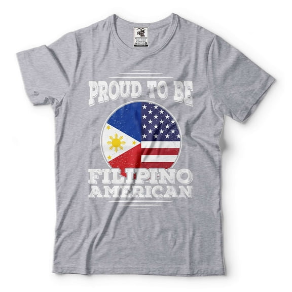Proud To Be Filipino American Shirt USA Philippines T-Shirt America Philippines Patriotic Shirt (Medium Grey)
