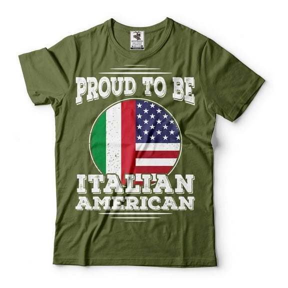 Proud To Be Italian American Shirt Italy America Patriotic Shirt Italian Gifts Italian Shirts (X-Large Military Green)