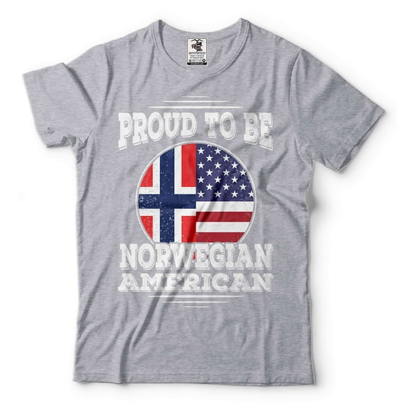 Proud To Be Norwegian American Shirt Norway National Patriotic Shirt Norway America USA Shirt (Small Grey)