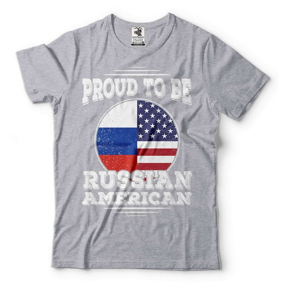 Proud To Be Russian American Shirt Russian Gifts Russian Shirt Russia Flag Shirt Russian Shirts (Small Grey)