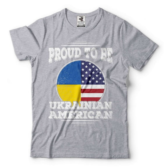 Proud To Be Ukrainian American Shirt Ukraine America Patriotic Shirt USA Ukraine Shirt Ukraine Shirt (Large Grey)