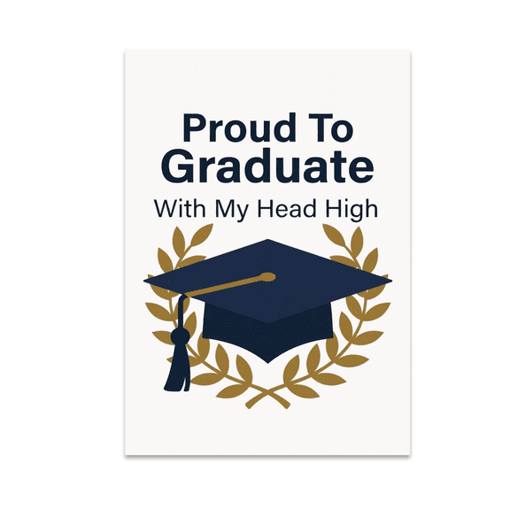 Proud To Graduate With My Head High - Graduation Celebrant - 13x19 Poster Print