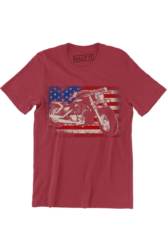 Proud Tradition Chopper Motorcycle Usa Flag Rider Biker Mens Black Tee Shirt