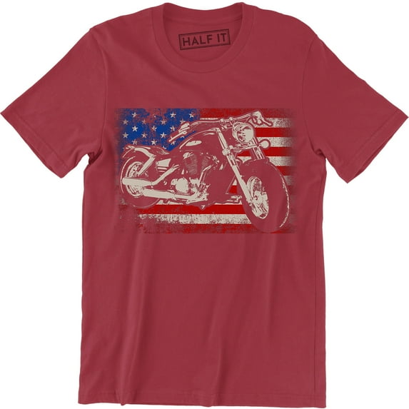 Proud Tradition Chopper Motorcycle Usa Flag Rider Biker Mens Black Tee Shirt