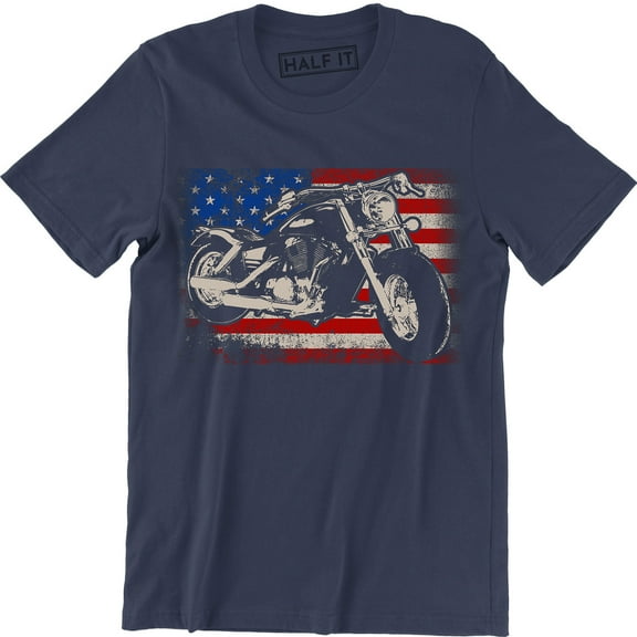 Proud Tradition Chopper Motorcycle Usa Flag Rider Biker Mens Black Tee Shirt