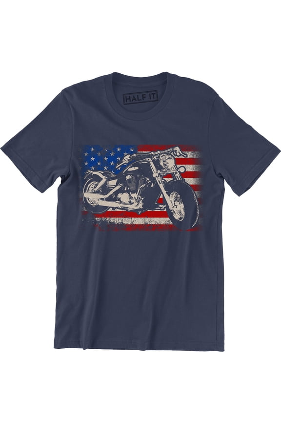 Proud Tradition Chopper Motorcycle Usa Flag Rider Biker Mens Black Tee Shirt