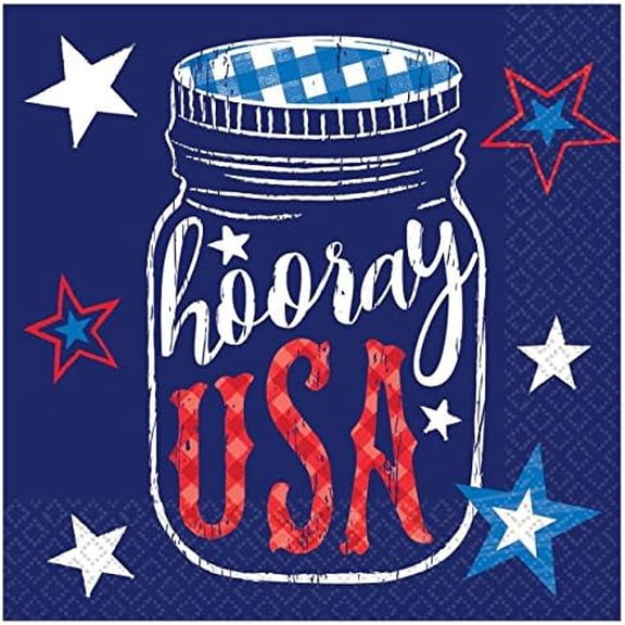 Proud & True Patriotic America USA July 4th Theme Party Paper Beverage Napkins