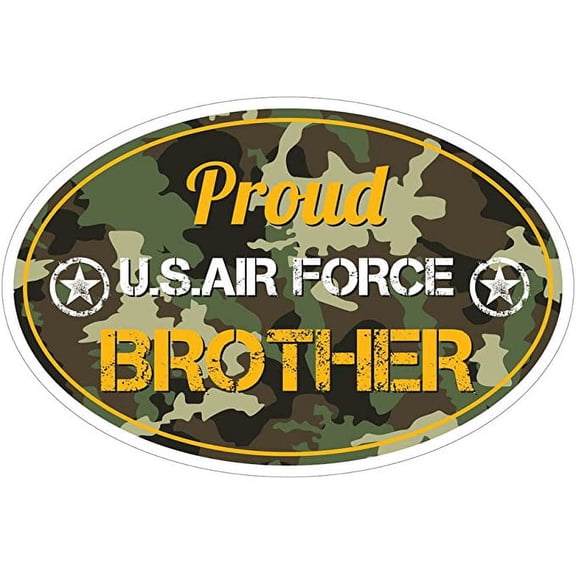 Proud US Air Force Brother Bumper Sticker Vinyl Decal 3"X 5" Green Camo