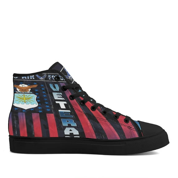 Proud US Air Force Veteran High Top Canvas Shoes Sneakers Black Size 10