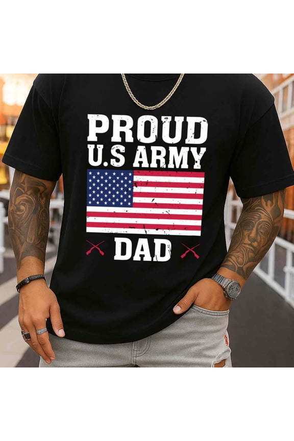 Proud US Army Dad Tee Men's Funny T Shirts Black Graphic Tees Summer Perfect for Exercise Alleason Fitness Top, Stylish and Sporty Look, Durable Activewear Daytime and Weekend Wear Comfortable Daily