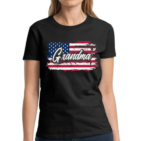Proud USA Grandma Shirt - 4th of July Grandmother American Flag Graphic Tee