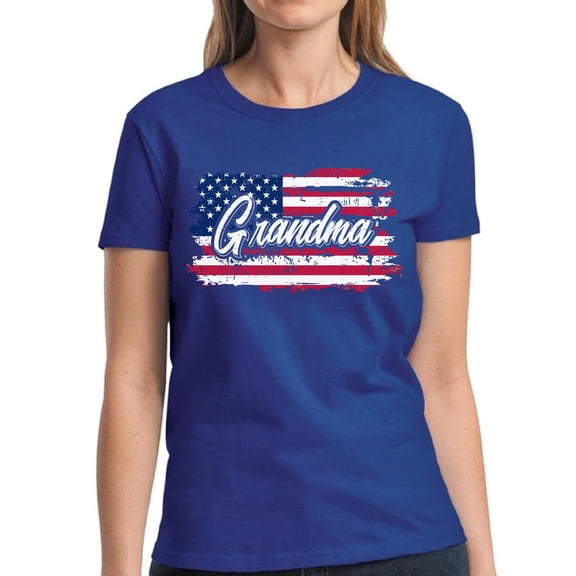 Proud USA Grandma Shirt - 4th of July Grandmother American Flag Graphic Tee