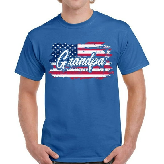 Proud USA Grandpa Shirt - 4th of July Grandfather American Flag Graphic Tee