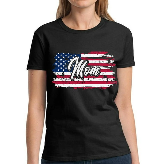 Proud USA Mom Shirt - 4th of July Mother American Flag Graphic Tee